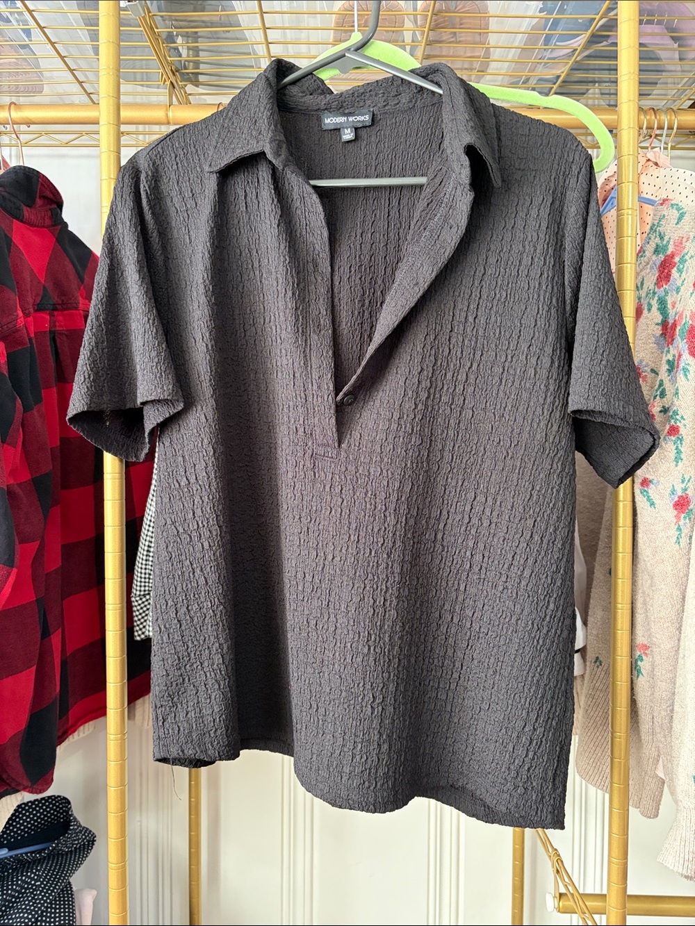 Textured Short-Sleeve Polo - Black